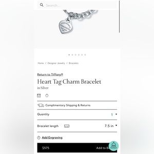 Tiffany & Co heart tag charm bracelet